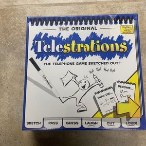 Telestrations the telephone game sketched out